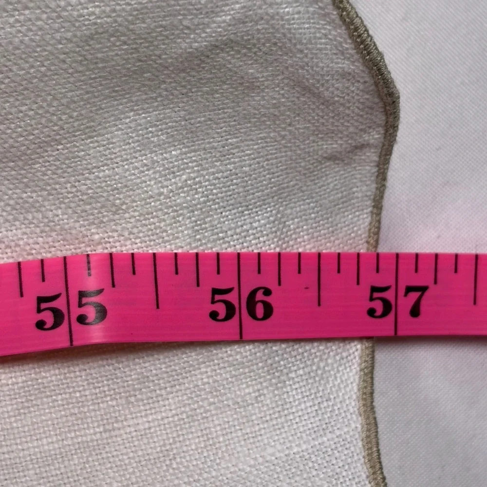 Unbranded Tablecloth Vintage Embroidered Pink Rose Floral Scalloped White Large